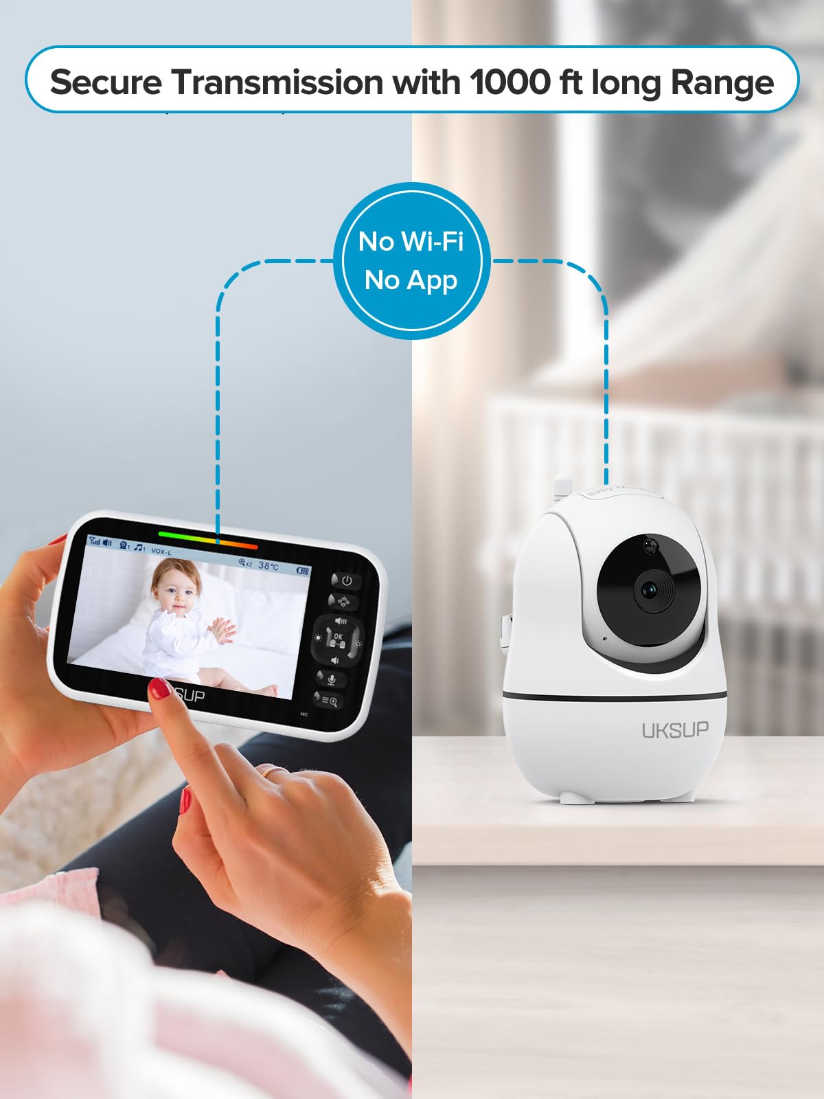 UKSUP SM663V2 Baby Monitor with 2 Cameras - 5" Display Video Baby Monitor with Remote Pan & Tilt, 2X Zoom,Auto Night Vision, 2 Way Talk, Temperature Sensor,Lullabies,960 Feet Range