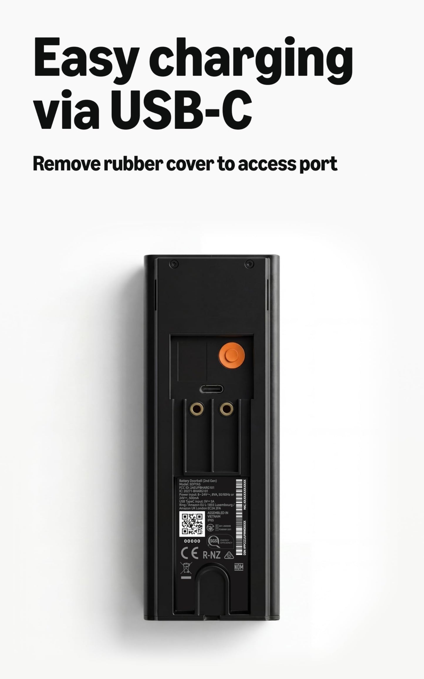 Ring Battery Doorbell (newest model), Retinal 2K with wide-angle video, up to 6x Enhanced Zoom, Two-Way Talk, and Built-In Battery, 2-pack Speckled Gray