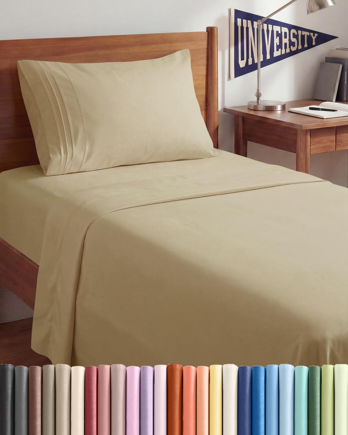 Full Size 4 Piece Sheet Set - Comfy Breathable & Cooling Sheets - Hotel Luxury Bed Sheets for Women & Men - Deep Pockets, Easy-Fit, Extra Soft and Wrinkle Free - Antique White Oeko-Tex Bed Sheet Set