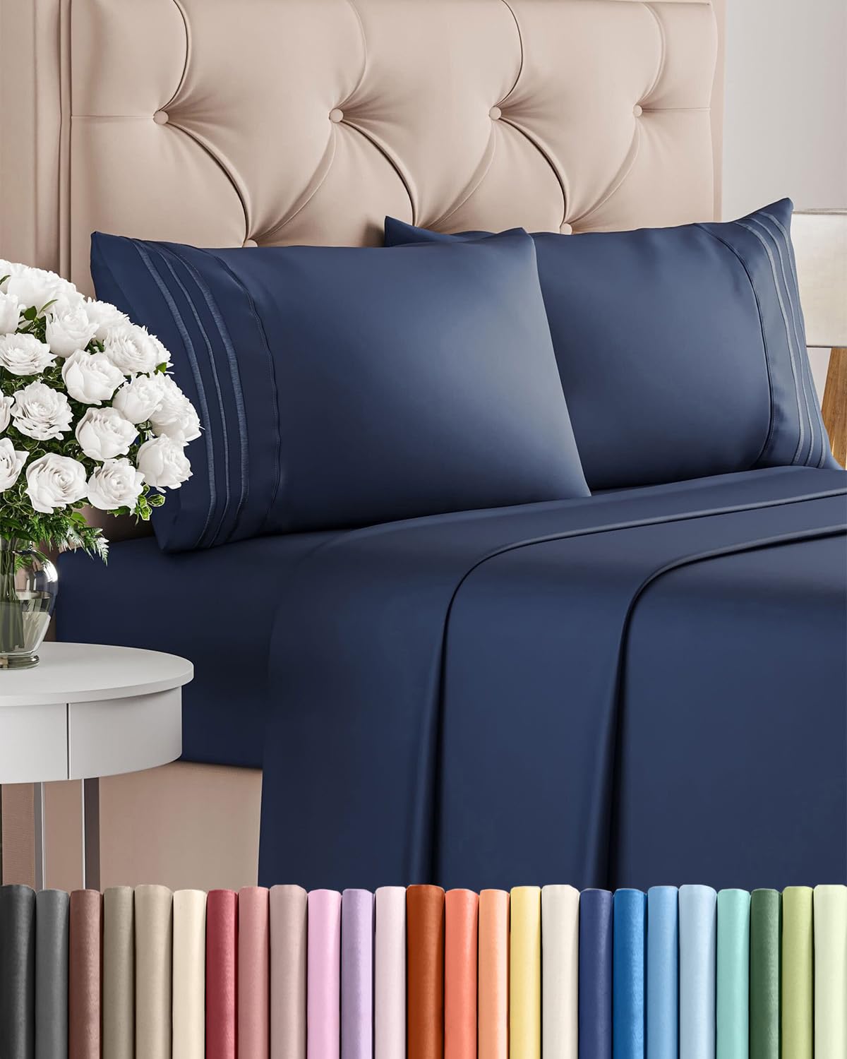 Full Size 4 Piece Sheet Set - Comfy Breathable & Cooling Sheets - Hotel Luxury Bed Sheets for Women & Men - Deep Pockets, Easy-Fit, Extra Soft and Wrinkle Free - Antique White Oeko-Tex Bed Sheet Set