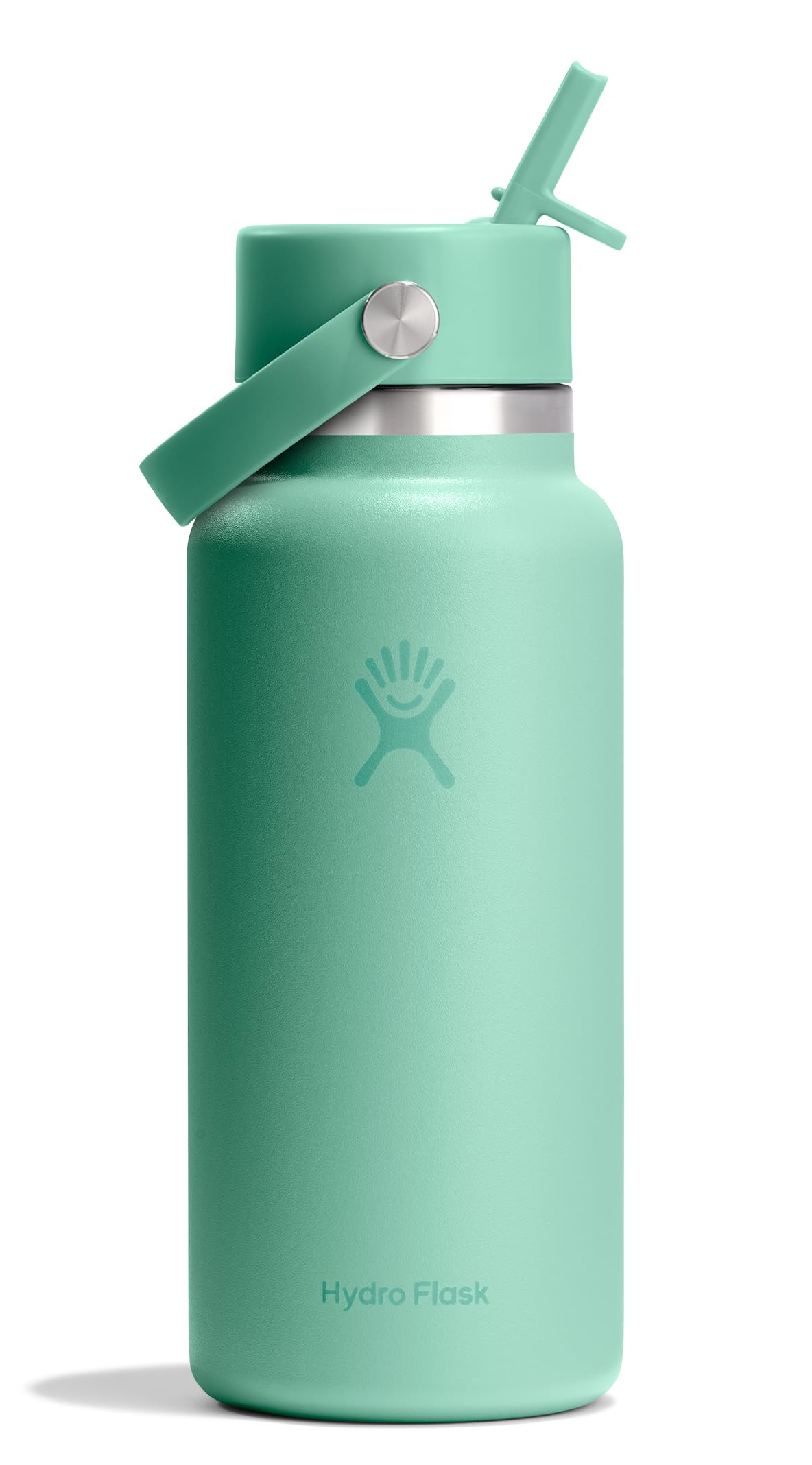 Hydro Flask Water Bottle - Insulated Stainless Steel - Wide Mouth Flex Straw Lid, Non Spill, Leakproof and Refillable in 32 Oz Mermaid Green