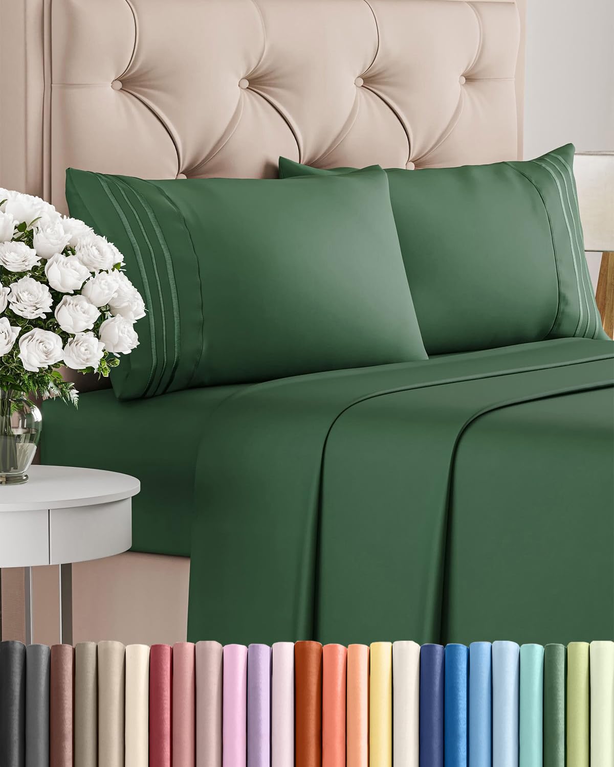 Full Size 4 Piece Sheet Set - Comfy Breathable & Cooling Sheets - Hotel Luxury Bed Sheets for Women & Men - Deep Pockets, Easy-Fit, Extra Soft and Wrinkle Free - Antique White Oeko-Tex Bed Sheet Set