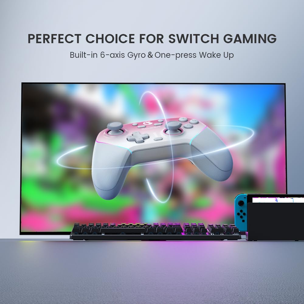 GameSir Super Nova Wireless Gaming Controller for PC/Switch/Switch 2/iOS/Android, 1000Hz Polling Rate, Hall Effect Stick & Trigger, Rubberized Grips, RGB Lighting, 1000mAh - Pink