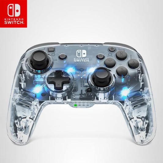 Afterglow Wireless RGB Controller - Nintendo Switch/Switch Lite/Switch - OLED Model, Nintendo Switch 2, Prismatic LED Lighting, Full Motion Control Gamepad, Customizable Paddle Buttons, Rechargeable Battery, Translucent