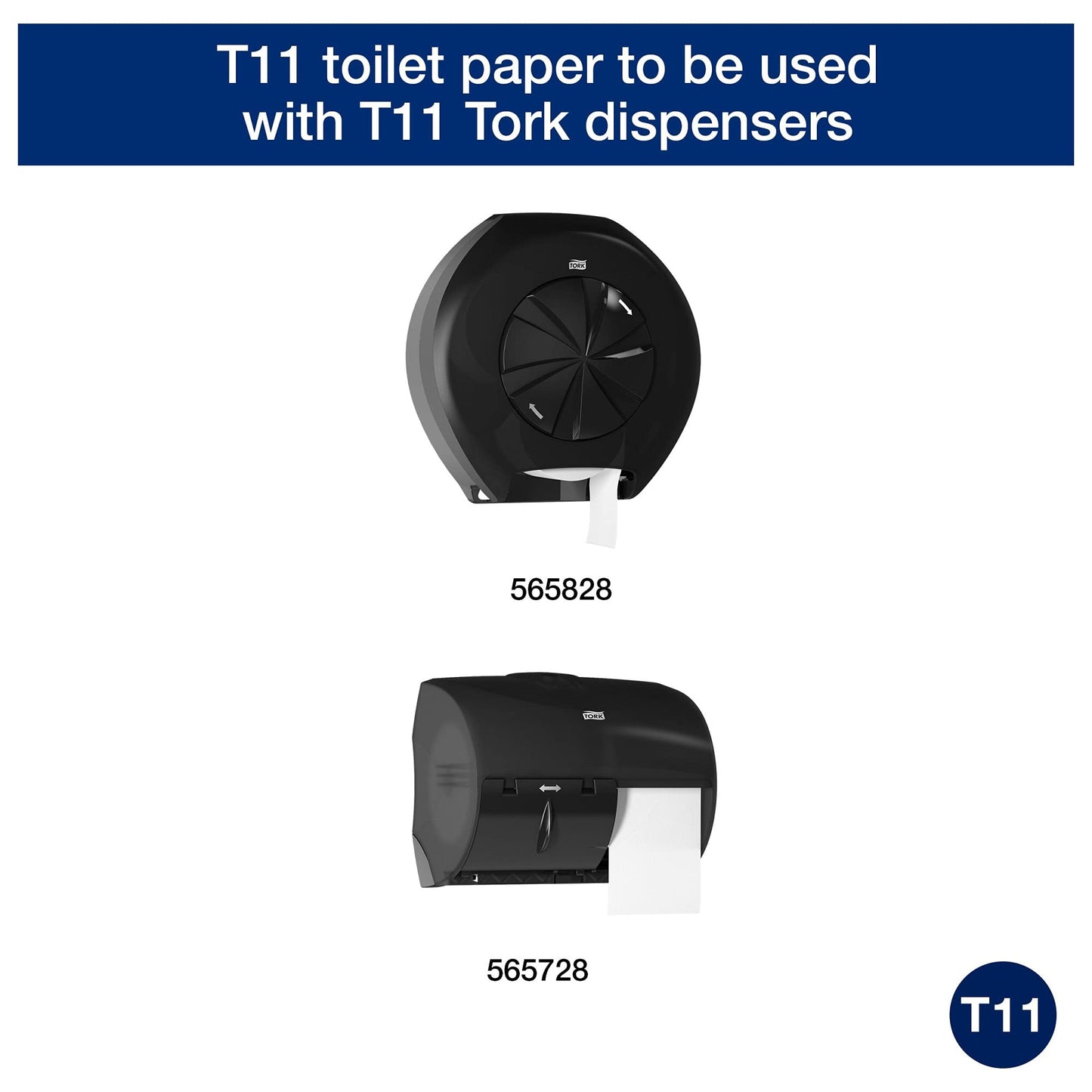 Tork OptiCore Mid-size Toilet Paper Roll White T11, Advanced, 2-ply, 36 x 865 sheets, 162090