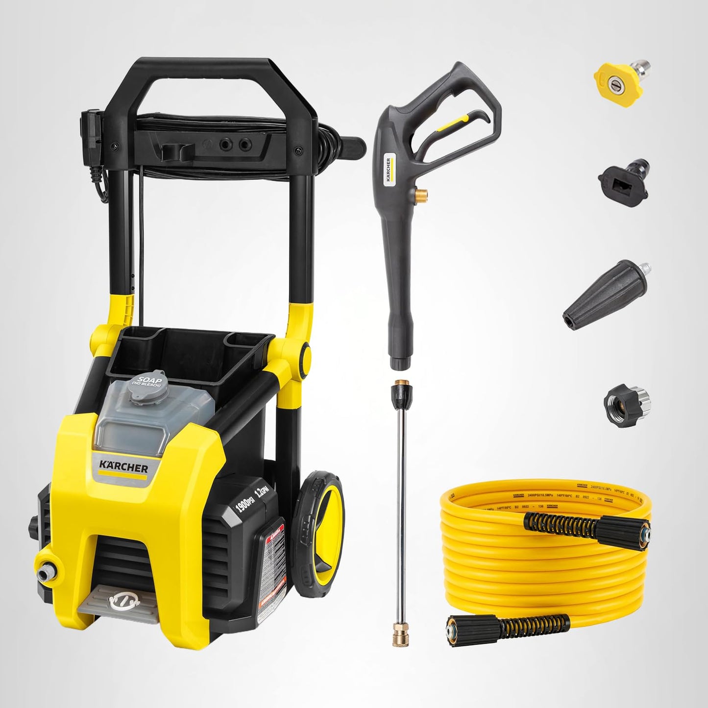 Kärcher Pressure Washer K1700, CETA Certified, 3 Spray Nozzles, Detergent Tank, for Cars, Driveways, Siding, Patios, 1.2 max. GPM