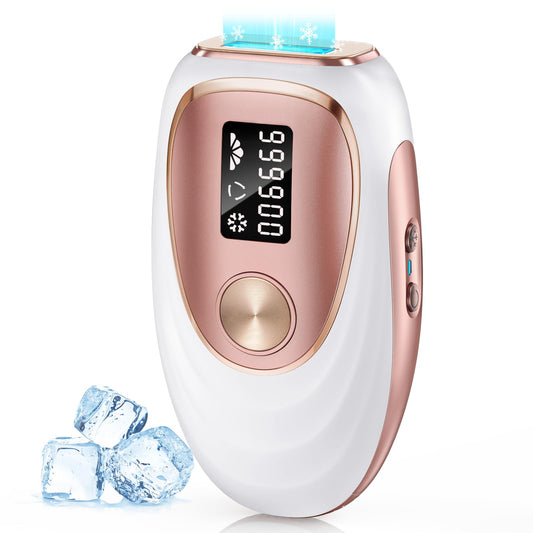 Oreeth IPL Laser Hair Removal Device for Women & Men - Home 45°F Ice-Cooling Contact for Painless & Long-Lasting Results, 86% Hair Reduction in 3 Weeks for Full Body & Bikini Line, Gold