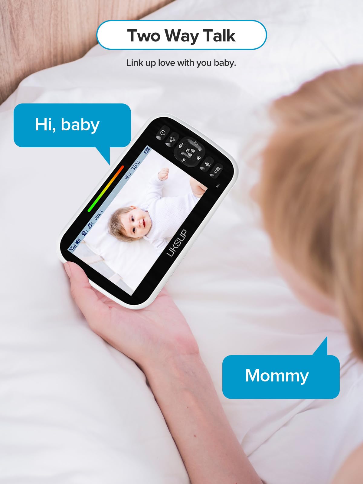 UKSUP SM663V2 Baby Monitor with 2 Cameras - 5" Display Video Baby Monitor with Remote Pan & Tilt, 2X Zoom,Auto Night Vision, 2 Way Talk, Temperature Sensor,Lullabies,960 Feet Range