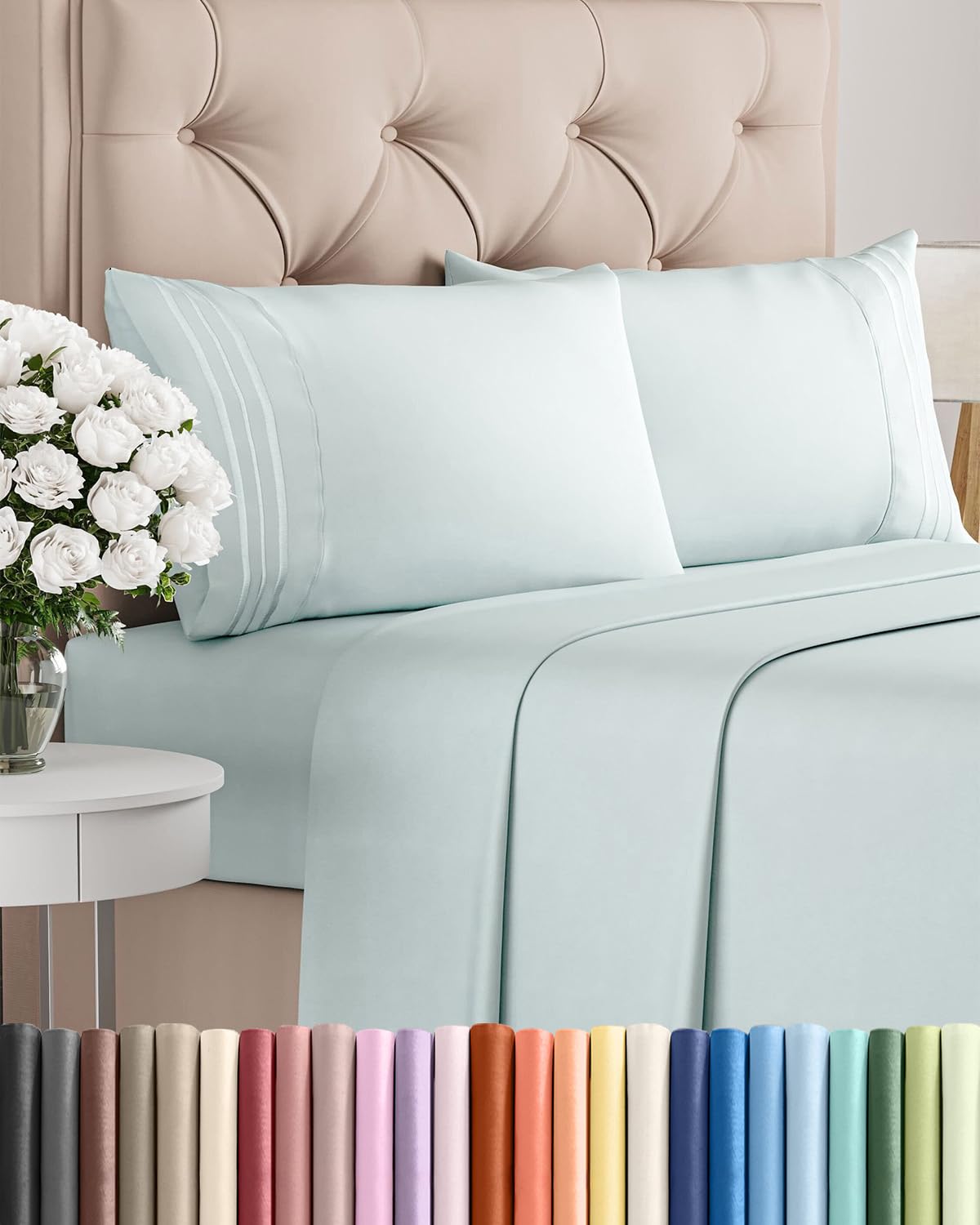 Full Size 4 Piece Sheet Set - Comfy Breathable & Cooling Sheets - Hotel Luxury Bed Sheets for Women & Men - Deep Pockets, Easy-Fit, Extra Soft and Wrinkle Free - Antique White Oeko-Tex Bed Sheet Set