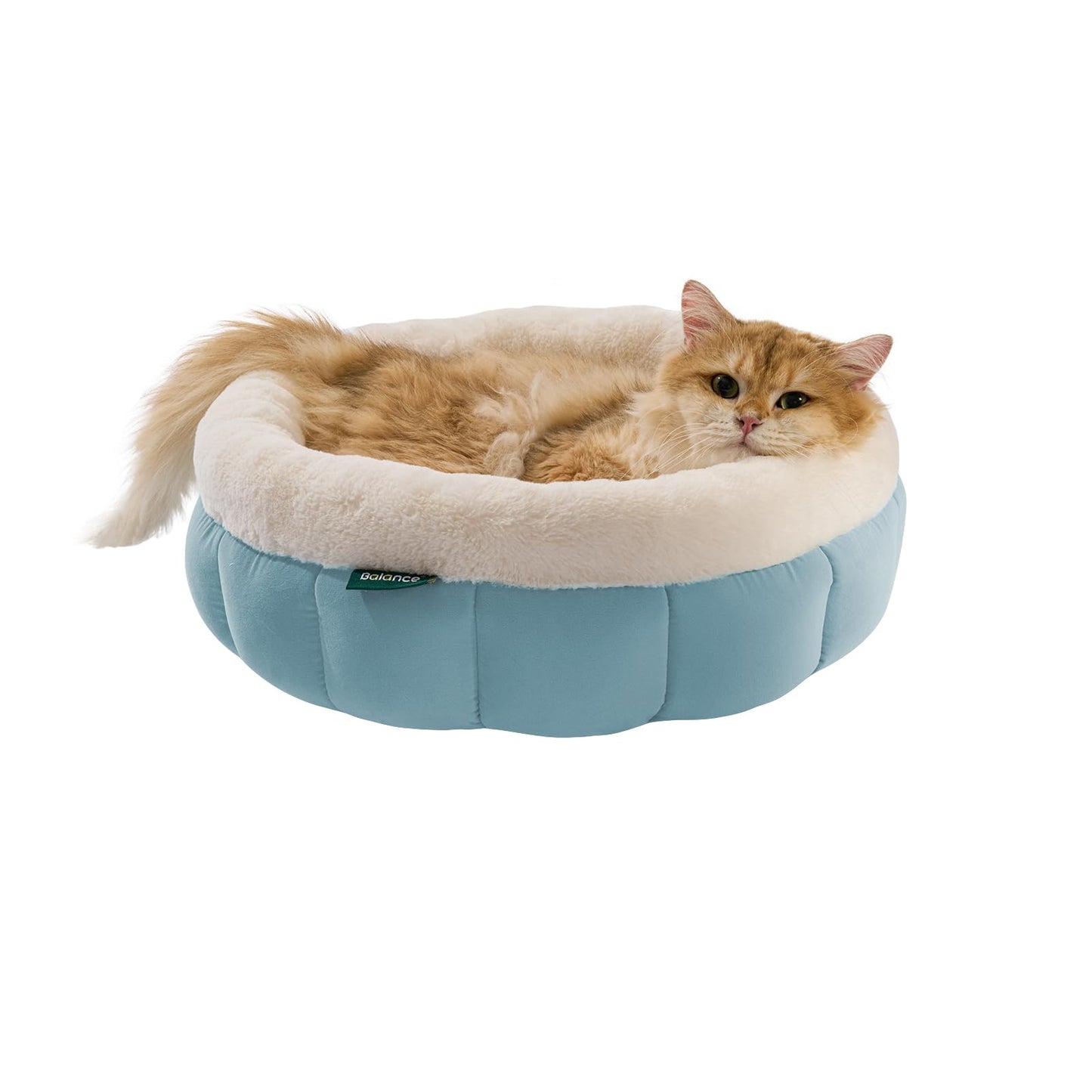 BALANCE Cat Beds for Indoor Cats, Washable Round Cat Bed, Cute Kitten Bed with Anti-Slip Bottom for Kitty and Puppy, 18 Inches, Dream Blue