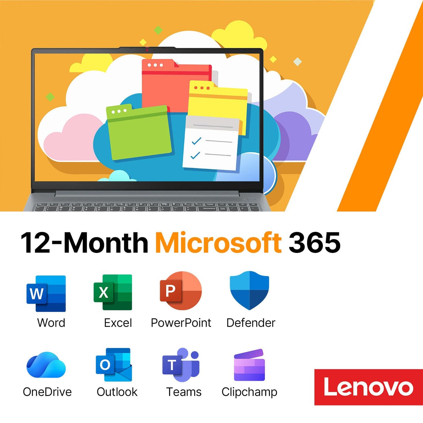 Lenovo IdeaPad Slim 3i 15.6" FHD Laptop • Microsoft Office 365 • Intel 4 Cores • DDR5 • 128GB SSD • Military-Grade • Windows 11 • Quick Setup, Lightweight • Essential Laptop • w/o Mouse