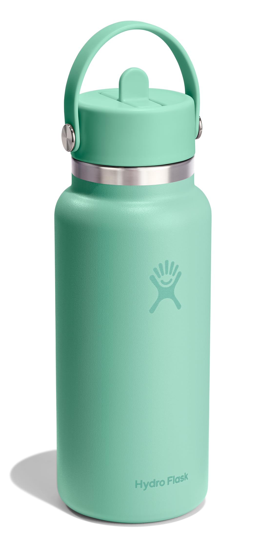 Hydro Flask Water Bottle - Insulated Stainless Steel - Wide Mouth Flex Straw Lid, Non Spill, Leakproof and Refillable in 32 Oz Mermaid Green