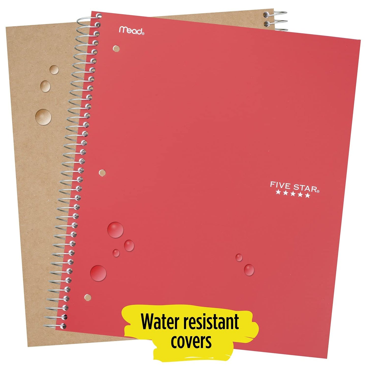 Five Star Spiral Notebooks, 5 Subject, College Ruled Paper, 200 Sheets, 11" x 8-1/2", Teal, Yellow, 2 Pack (73509)