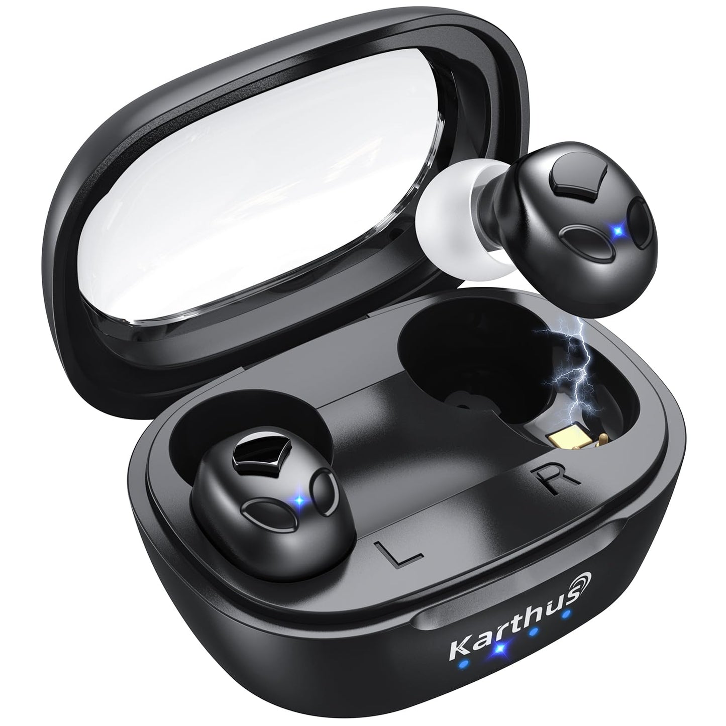 Karthus OTC Hearing Aids for Seniors & Adults, Rechargeable Hearing Aids with Noise Cancelling & Clear Sound, 16-Channel Digital DSP & 2 Environment Modes, 80+ Hour Battery Life, Comfort-Fit, Black