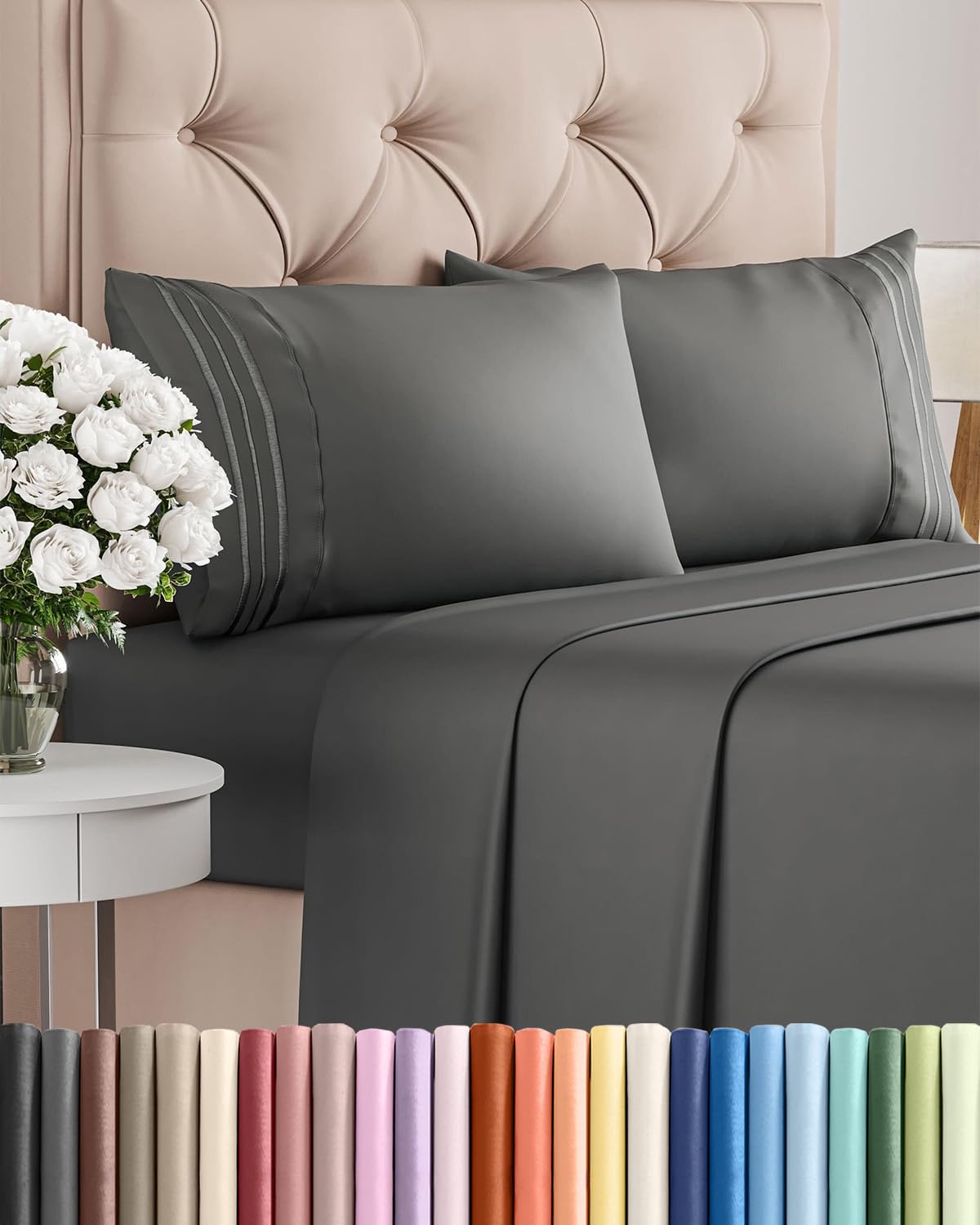 Full Size 4 Piece Sheet Set - Comfy Breathable & Cooling Sheets - Hotel Luxury Bed Sheets for Women & Men - Deep Pockets, Easy-Fit, Extra Soft and Wrinkle Free - Antique White Oeko-Tex Bed Sheet Set