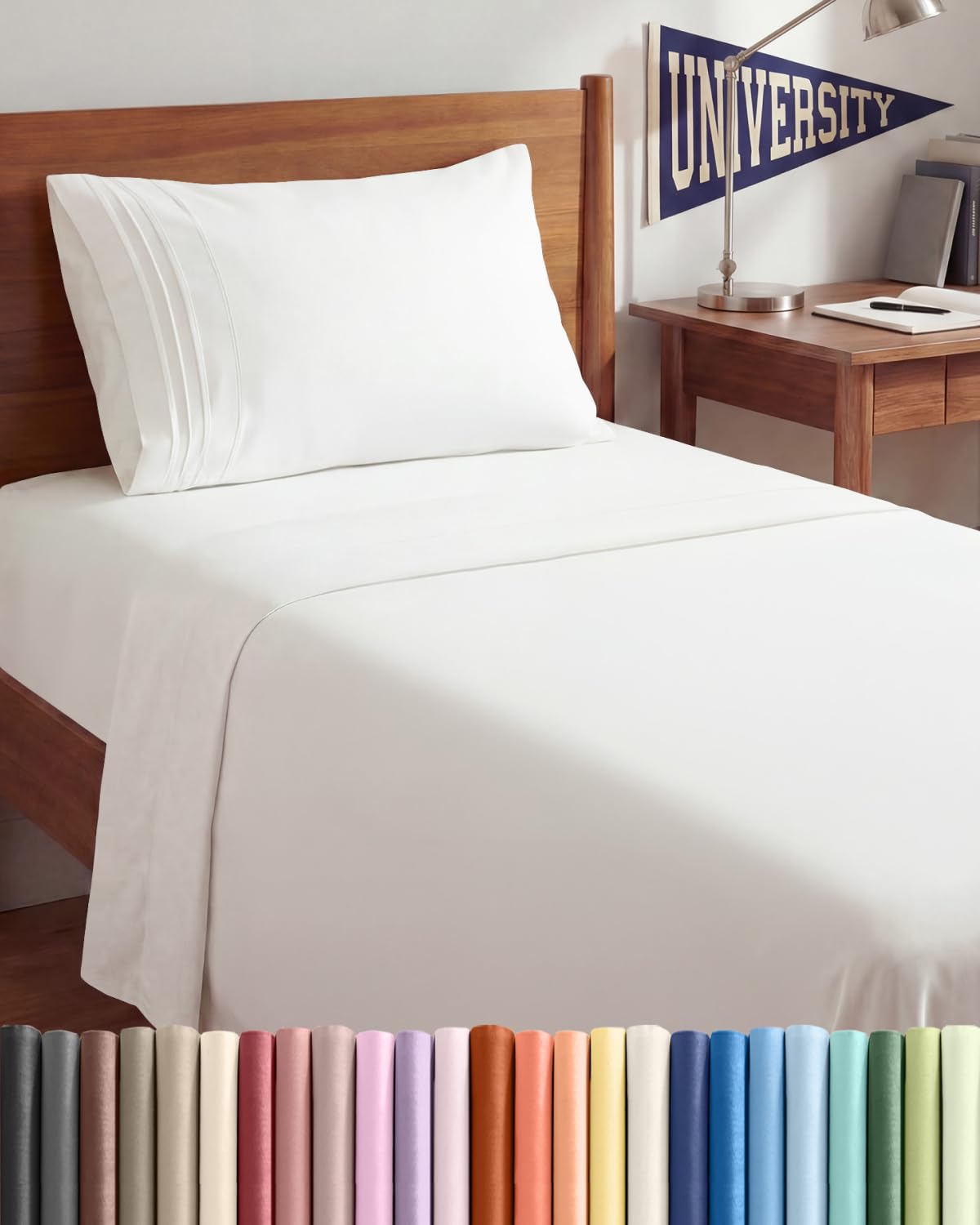 Full Size 4 Piece Sheet Set - Comfy Breathable & Cooling Sheets - Hotel Luxury Bed Sheets for Women & Men - Deep Pockets, Easy-Fit, Extra Soft and Wrinkle Free - Antique White Oeko-Tex Bed Sheet Set