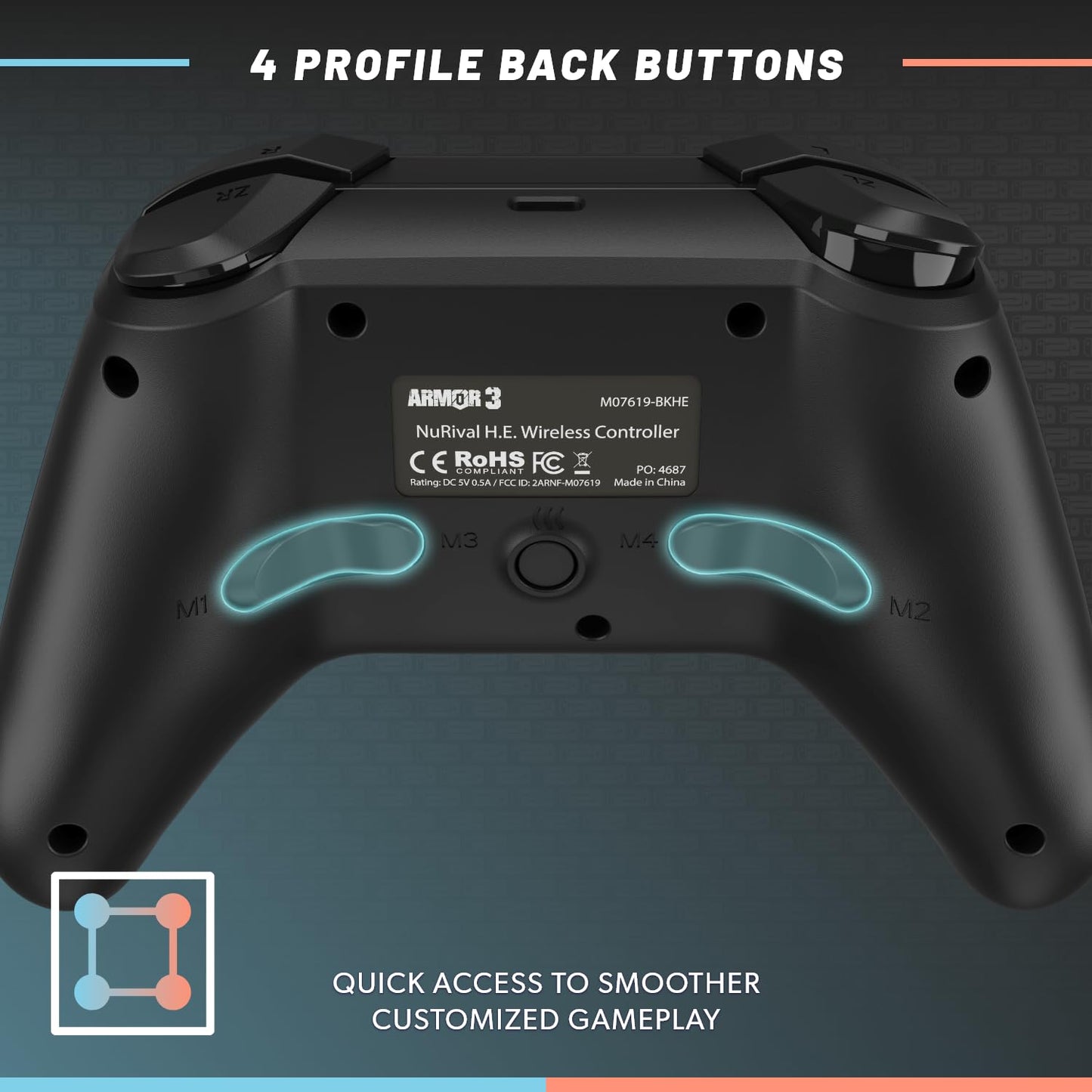 Armor 3 - NuRival Wireless Pro Controller for Nintendo Switch 2 / OLED/Switch – Hall Effect Joysticks, Anti-Stick Drift, Pulse Feedback, Gyro Motion Controls, Remappable Buttons