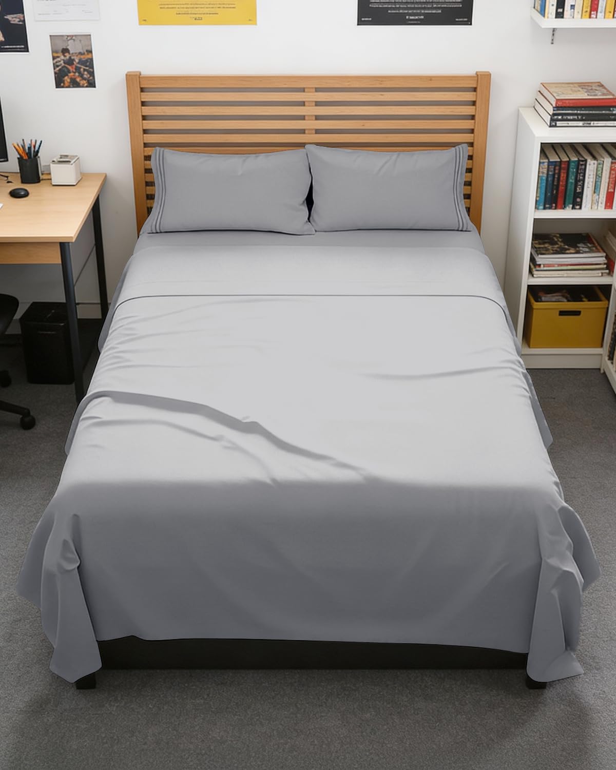 Full Size 4 Piece Sheet Set - Comfy Breathable & Cooling Sheets - Hotel Luxury Bed Sheets for Women & Men - Deep Pockets, Easy-Fit, Extra Soft and Wrinkle Free - Antique White Oeko-Tex Bed Sheet Set