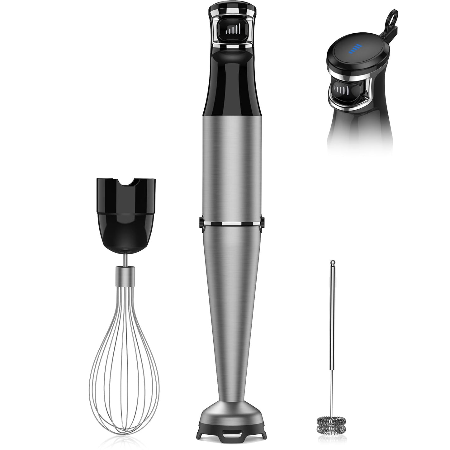 Turelar Immersion Blender Handheld Corded Hand Blenders Set 1100W, Trigger Variable Speed 5 in 1 Stick Emulsifier with Chopper, Whisk and Frother for Soup, Baby Food and Smoothies,Black