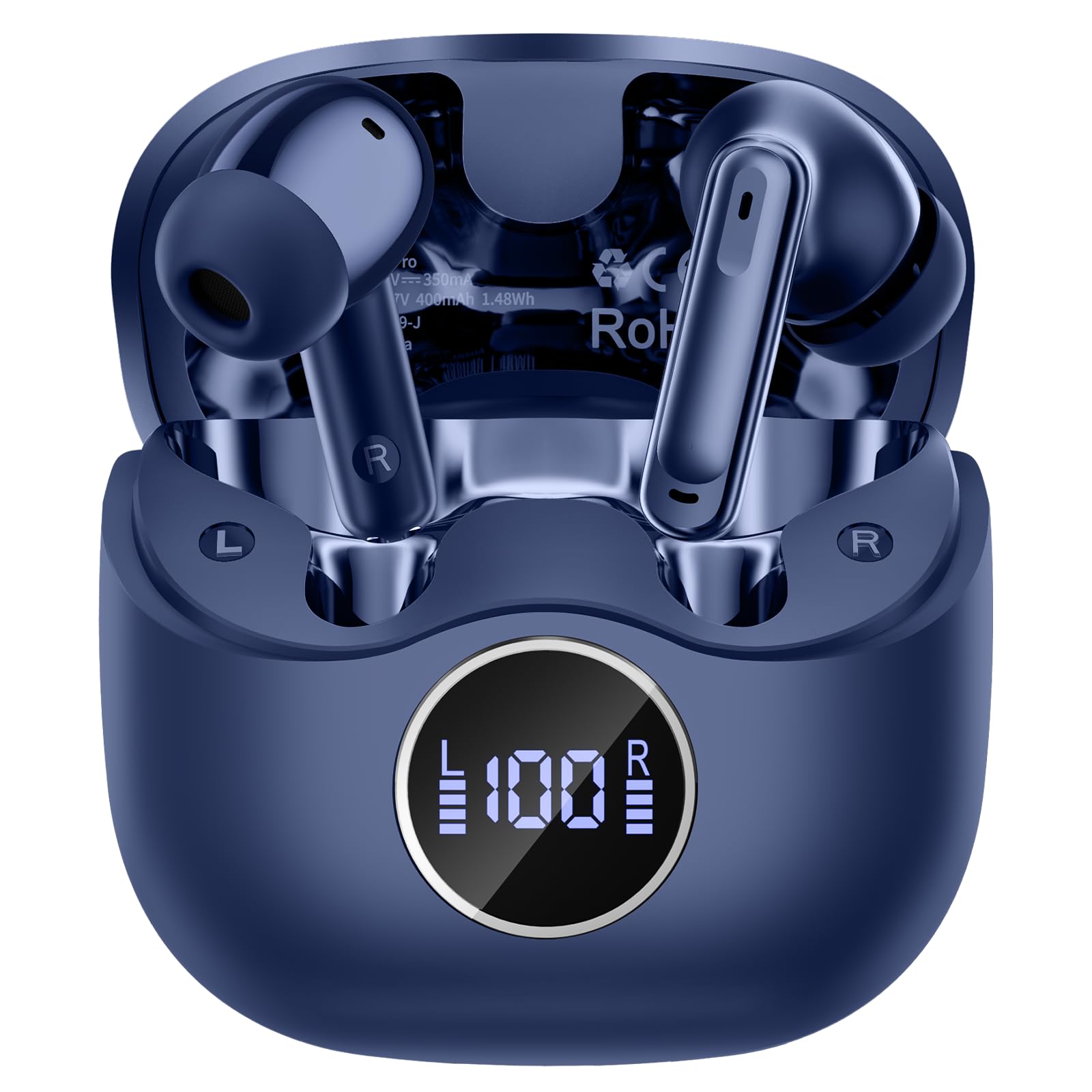 xinwld Adaptive Hybrid Active Noise Canceling 2026 Wireless Earbuds, 6 Mics ENC Clear Call Ear Buds, Hi-Res Audio Deep Bass Bluetooth 5.4 Headphones, 40H, LED, for Sports Running Gym Workout, Black