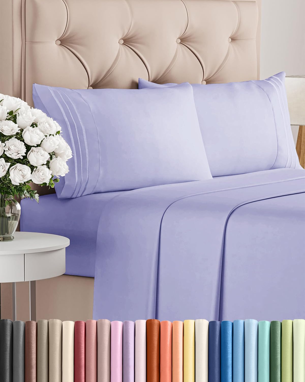 Full Size 4 Piece Sheet Set - Comfy Breathable & Cooling Sheets - Hotel Luxury Bed Sheets for Women & Men - Deep Pockets, Easy-Fit, Extra Soft and Wrinkle Free - Antique White Oeko-Tex Bed Sheet Set