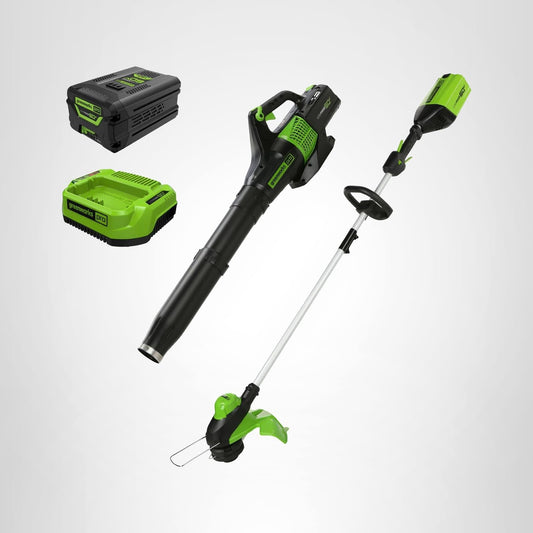 Greenworks 60V Cordless Yard Tool Combo Kit with 4.0Ah Battery & Charger – 13" Dual-Line String Trimmer and 540 CFM Leaf Blower