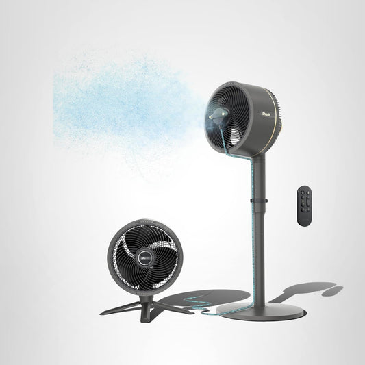 Shark FlexBreeze Fan, Indoor & Outdoor Oscillating Cooling Fan, Floor & Tabletop, Portable Cordless & Corded, Bedroom, Office & Patio Fan, InstaCool Misting Attachment & Remote, Grey, FA222