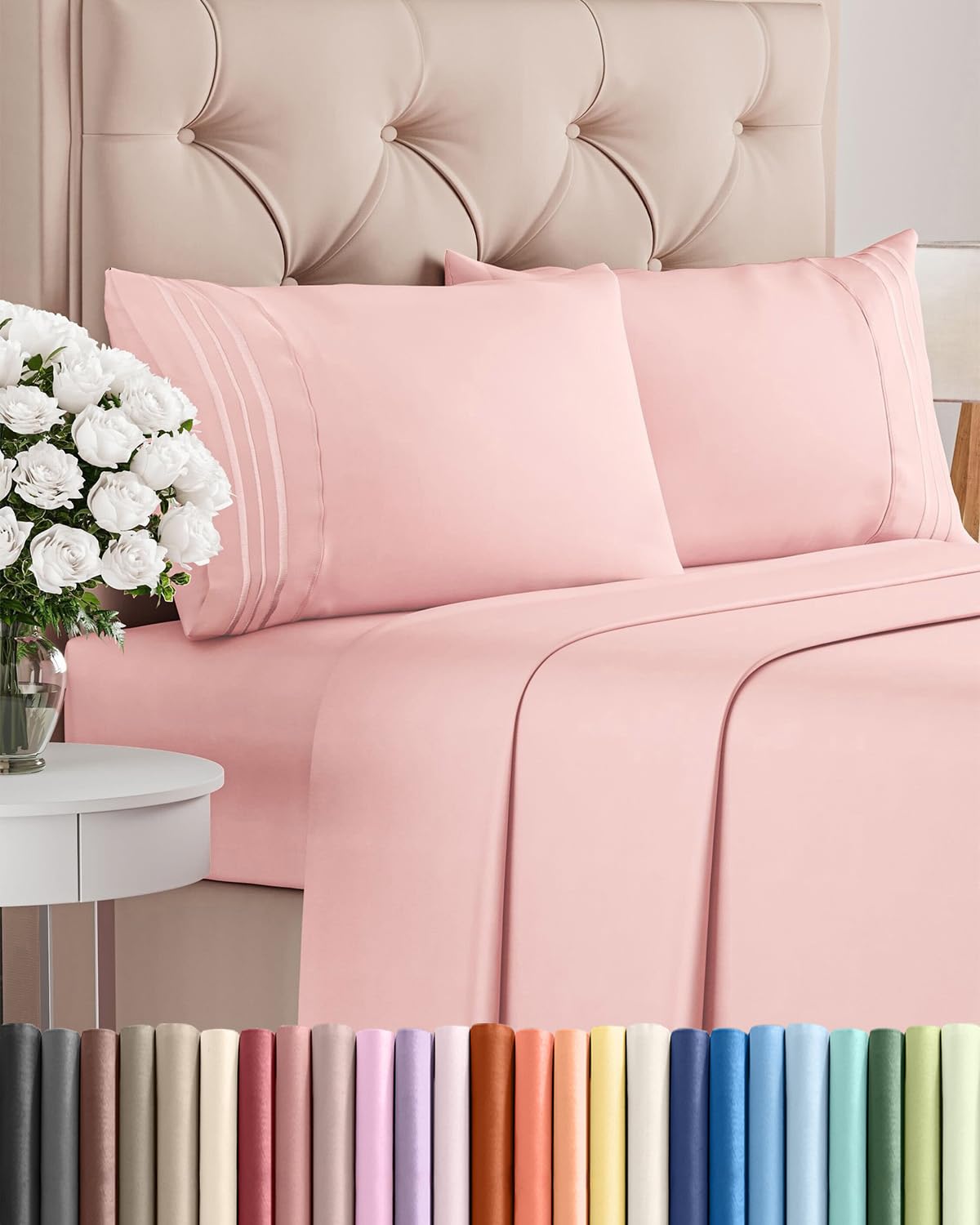 Full Size 4 Piece Sheet Set - Comfy Breathable & Cooling Sheets - Hotel Luxury Bed Sheets for Women & Men - Deep Pockets, Easy-Fit, Extra Soft and Wrinkle Free - Antique White Oeko-Tex Bed Sheet Set