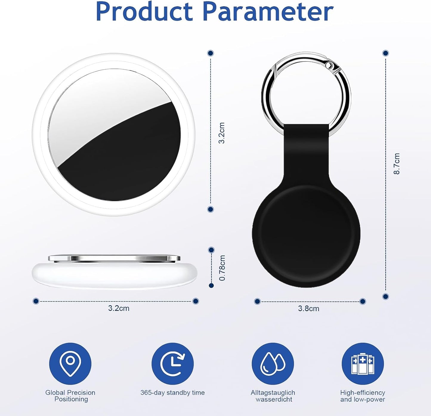 Air Tracker Tag 2 Pack [Apple MFi Certified] with Find My(iOS Only), Key Finder with No App Needed, Waterproof, 365-Day Standby,Wallet Key Bag Luggage Tracker