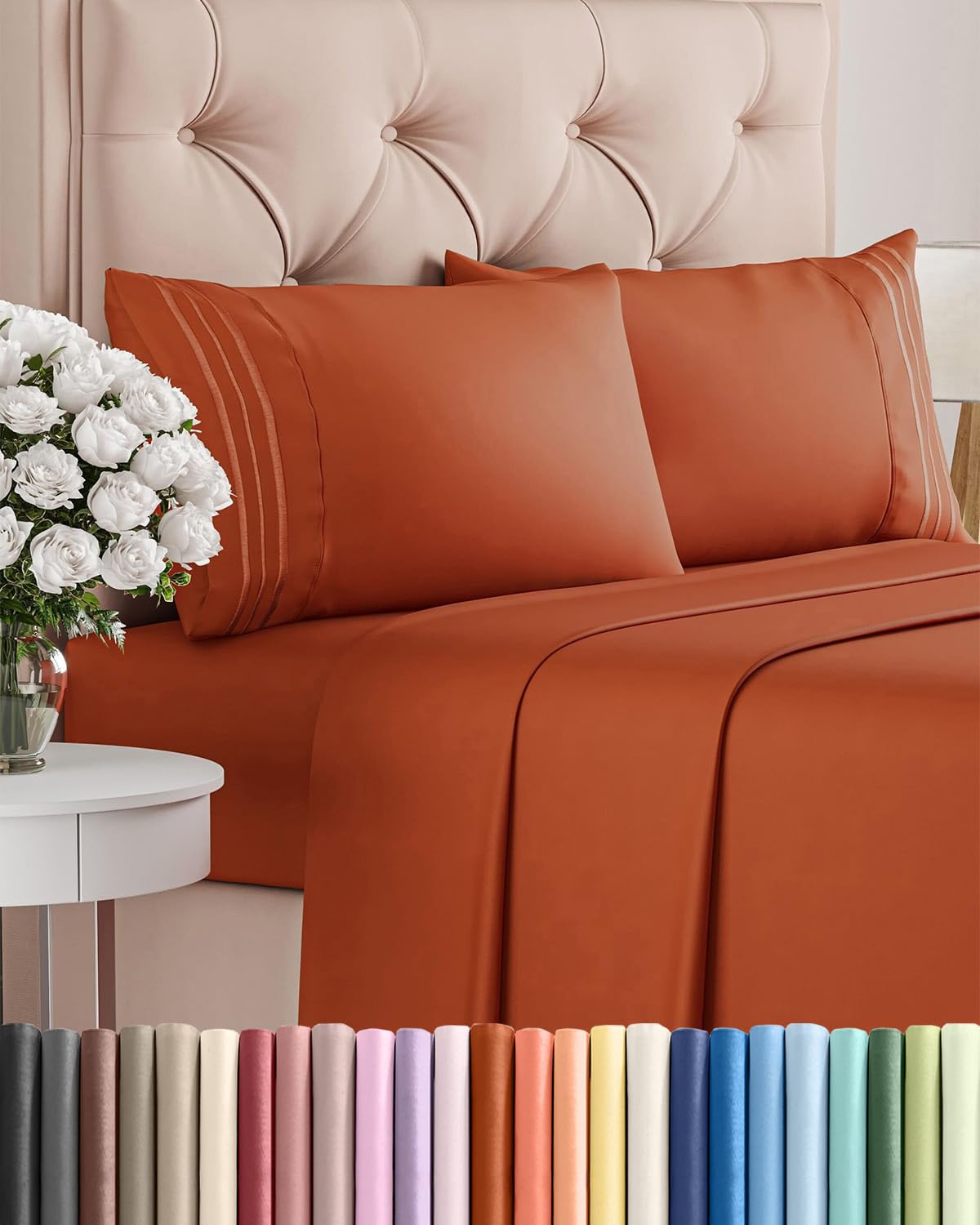 Full Size 4 Piece Sheet Set - Comfy Breathable & Cooling Sheets - Hotel Luxury Bed Sheets for Women & Men - Deep Pockets, Easy-Fit, Extra Soft and Wrinkle Free - Antique White Oeko-Tex Bed Sheet Set