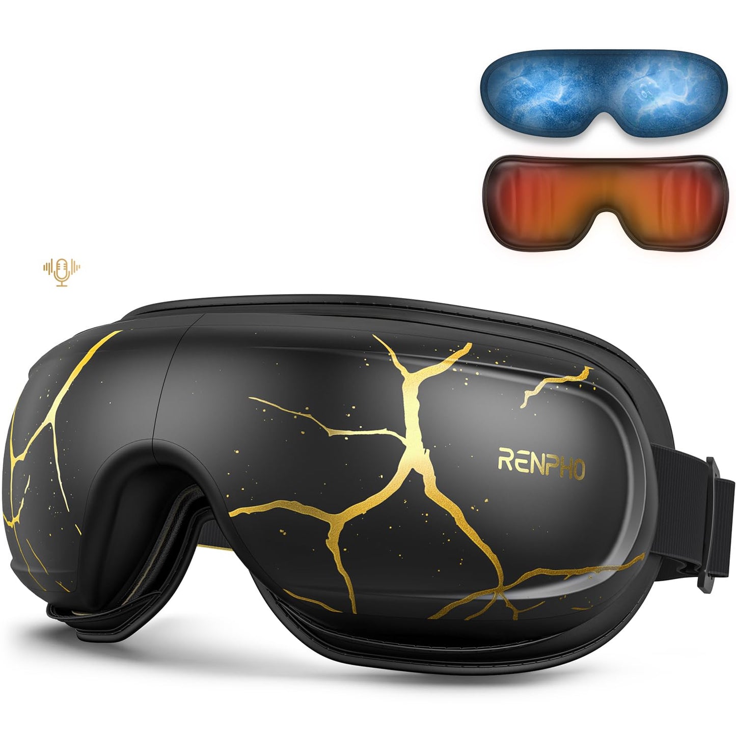 RENPHO Eye Massager with Heat and Cooling Voice Control, Fathers Day Dad Gifts for Husband Men, FSA Eligible HSA, Massaging Eye Mask for Migraine Headache Dry Eyes and Stress Relief - Eyeris Kintsugi