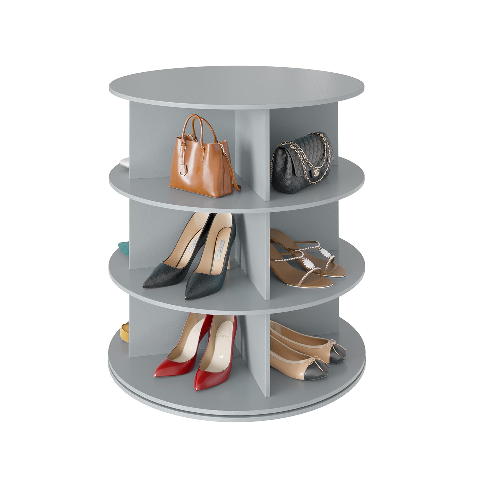 SpaceAid 7 Tier Rotating Shoe Rack Tower, Spinning Shoe Display Lazy Susan, Revolving 360 Shoe Rack Storage Round Carousel, Vertical Handbag Rotate Shoes Closet Organization (7-Tier White)