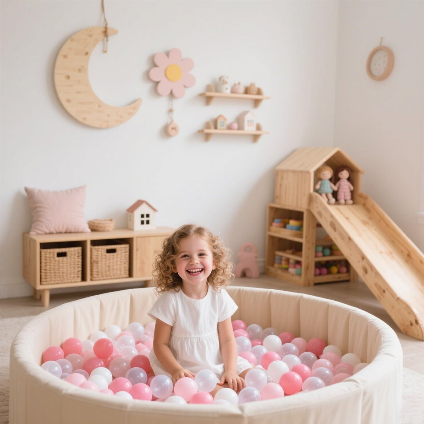 GOGOSO Ball Pit Balls for Toddler, Baby Plastic Playballs Kids Soft Pastel Pelotas Non-Toxic BPA-Free 2pink+White+Clear 1000 Balls