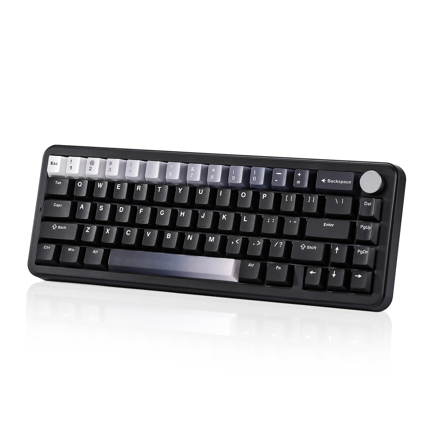 YUNZII B68 Wireless Mechanical Keyboard,Tri-Mode BT5.0/2.4GHz/USB-C,Cute PBT Keycaps,Hot Swappable Creamy Typing Gasket Mounted,RGB Backlit NKRO for Win/Mac (Black, Milk V2 Switch)