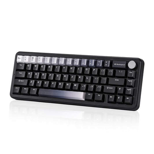 YUNZII B68 Wireless Mechanical Keyboard,Tri-Mode BT5.0/2.4GHz/USB-C,Cute PBT Keycaps,Hot Swappable Creamy Typing Gasket Mounted,RGB Backlit NKRO for Win/Mac (Black, Milk V2 Switch)