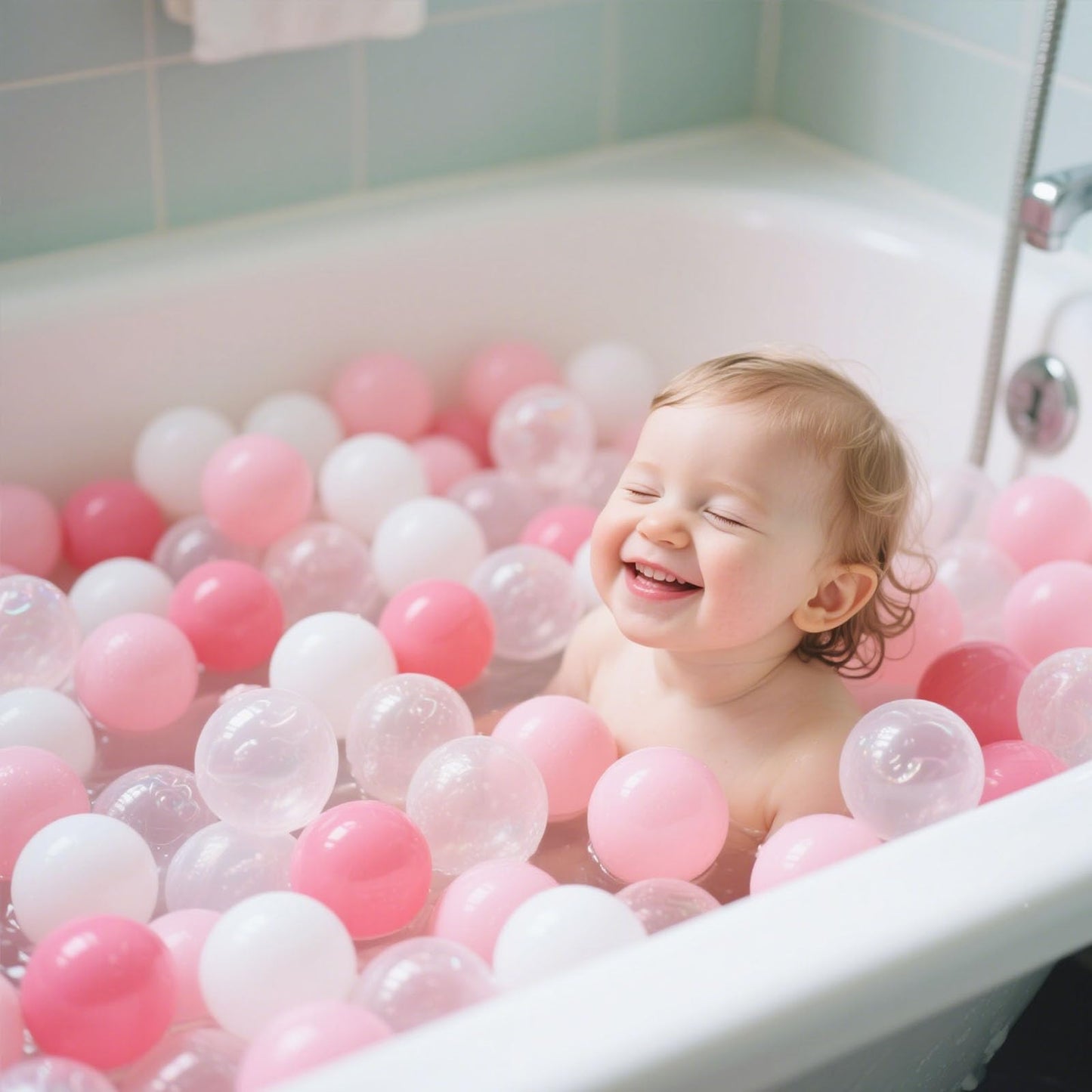 GOGOSO Ball Pit Balls for Toddler, Baby Plastic Playballs Kids Soft Pastel Pelotas Non-Toxic BPA-Free 2pink+White+Clear 1000 Balls