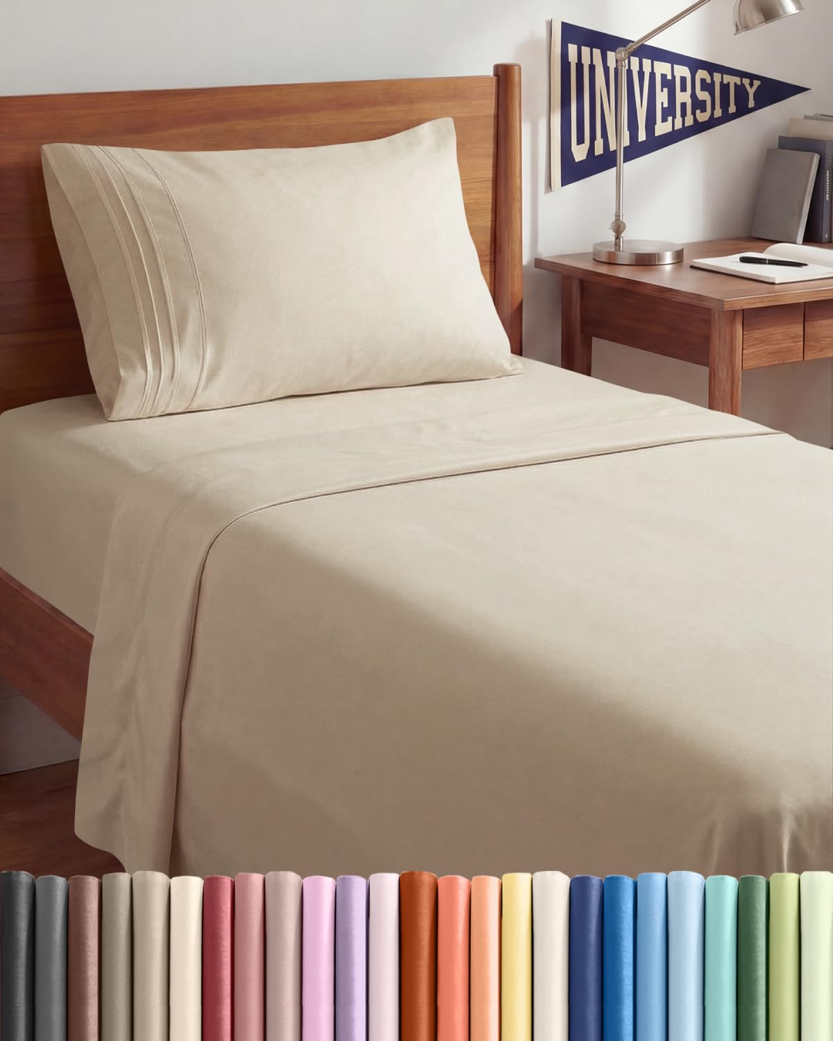Full Size 4 Piece Sheet Set - Comfy Breathable & Cooling Sheets - Hotel Luxury Bed Sheets for Women & Men - Deep Pockets, Easy-Fit, Extra Soft and Wrinkle Free - Antique White Oeko-Tex Bed Sheet Set