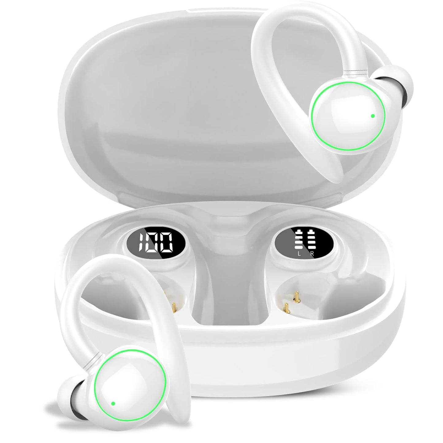 Wireless Earbuds, Bluetooth 5.4 Headphones Sport, Over Ear Buds With ENC Noise Cancelling Mic, 48H, Wireless Earphone With Earhooks, Stereo Deep Bass, IP7 Waterproof Headset for Workout Running, Blue