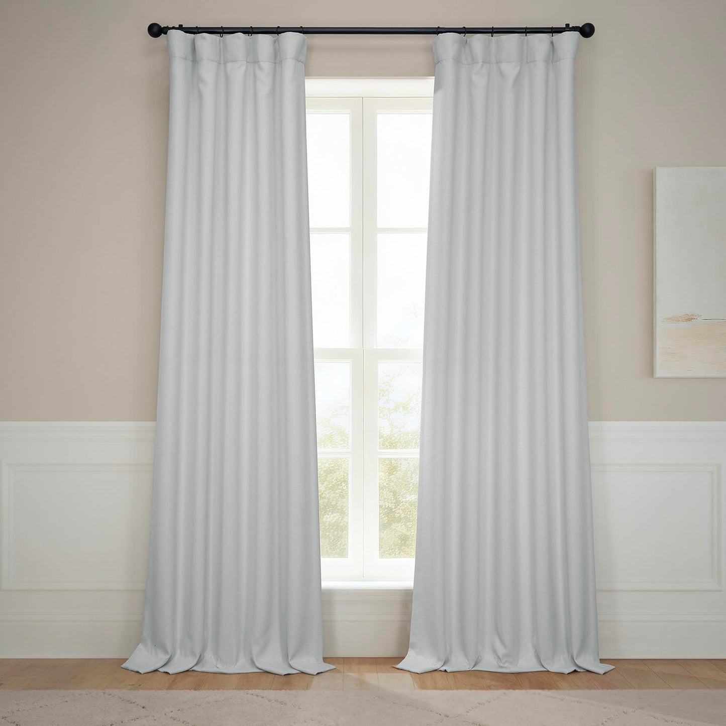 HPD Half Price Drapes - Faux Linen Curtains for Living Room (1 Panel) - 50W X 96L - Textured Room Darkening Curtains for Bedroom 96 Inches Long - Drapes for Home Decor, Oyster Mist