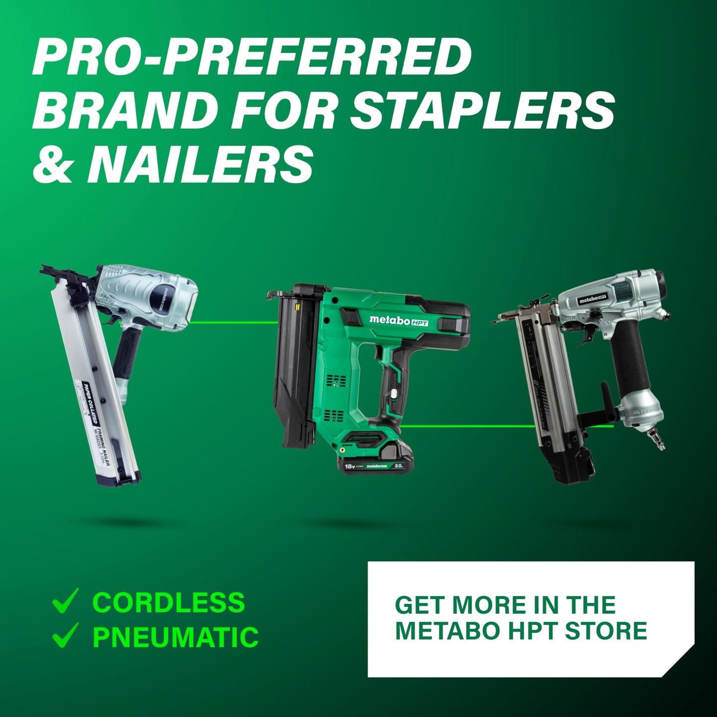 Metabo HPT 18V MultiVolt Compact Cordless Brad Nailer Kit, 18 Gauge Nailer with Power Tool 2.0Ah Lithium Ion Battery, Drives 5/8" to 2" Brad Nails, 700 per Charge, NT1850DG