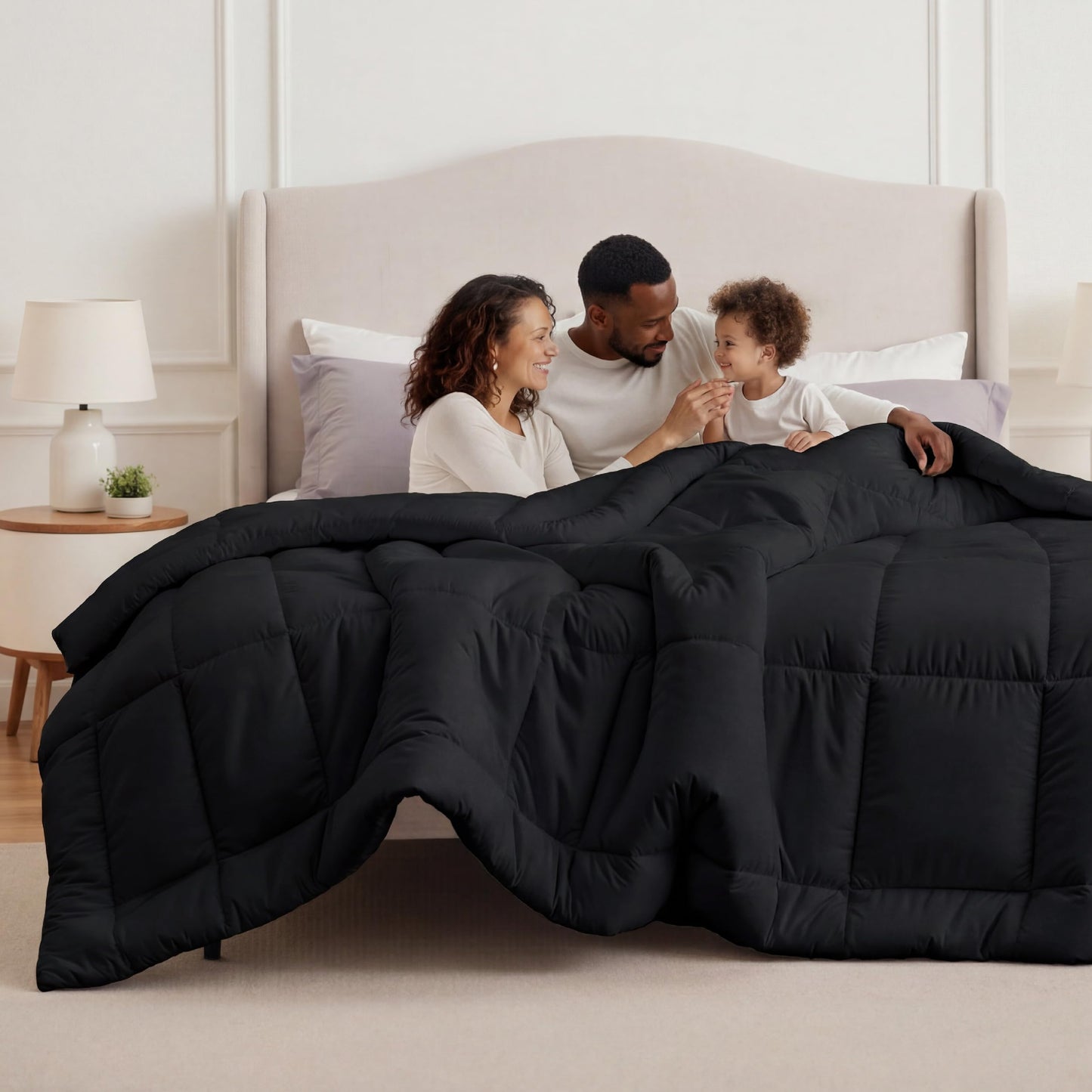 Bedsure Comforter Duvet Insert - Quilted Comforters Queen Size, All Season Duvet, GentleSoft Down Alternative Bedding Blanket, with 8 Tabs, Gifts for Women/Men, White, Queen 88 x 88 Inches