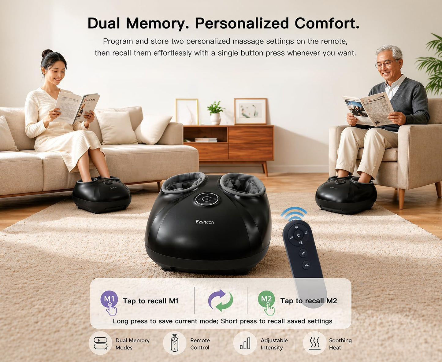 Ezencon Foot Massager Shiatsu Kneading/Scraping/Vibration/Heat/Remote