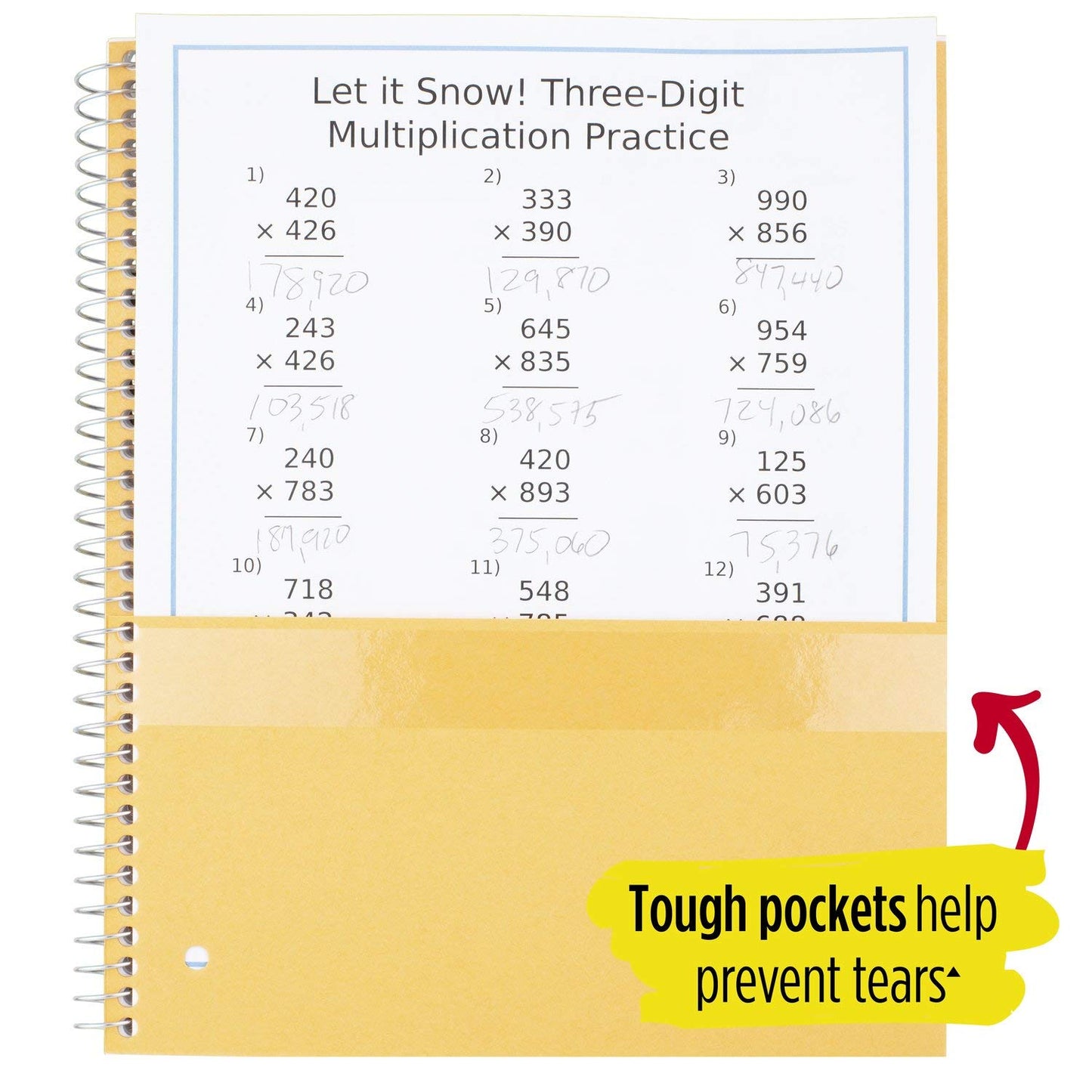 Five Star Spiral Notebooks, 5 Subject, College Ruled Paper, 200 Sheets, 11" x 8-1/2", Teal, Yellow, 2 Pack (73509)