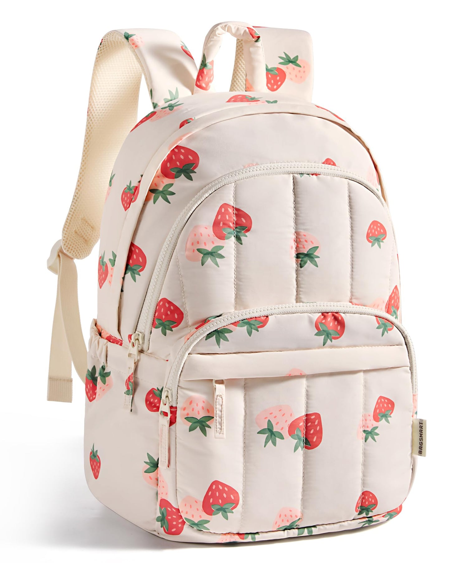 BAGSMART Travel Laptop Backpack, College Backpack for Women, Quilted Small Computer Bookbag, Water-Resistant 15.6 Inch Laptop Casual Bag, Dark Pink