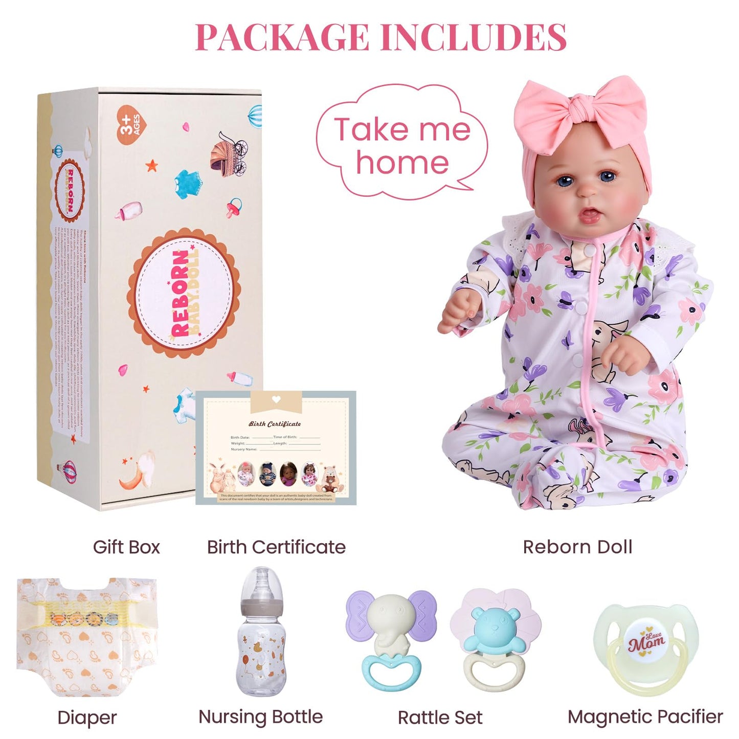 BABESIDE Lifelike Reborn Baby Dolls Dara - 20 Inch Realistic-Newborn Baby Doll Girl Handmade Real Life Baby Dolls with Clothes and Toy Accessories Gift for Kids Age 3+