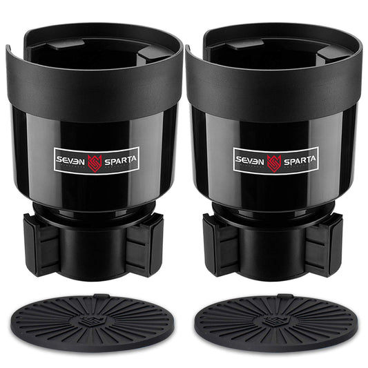 Seven Sparta 2 Pack Car Cup Holder Expander with Offset Adjustable Base, Compatible with Hydro Flasks 32/40 Ounce, Compatible with Yeti Ramblers 20/26/30 Ounce, Other Bottles in 3.4"-3.8" (Black)