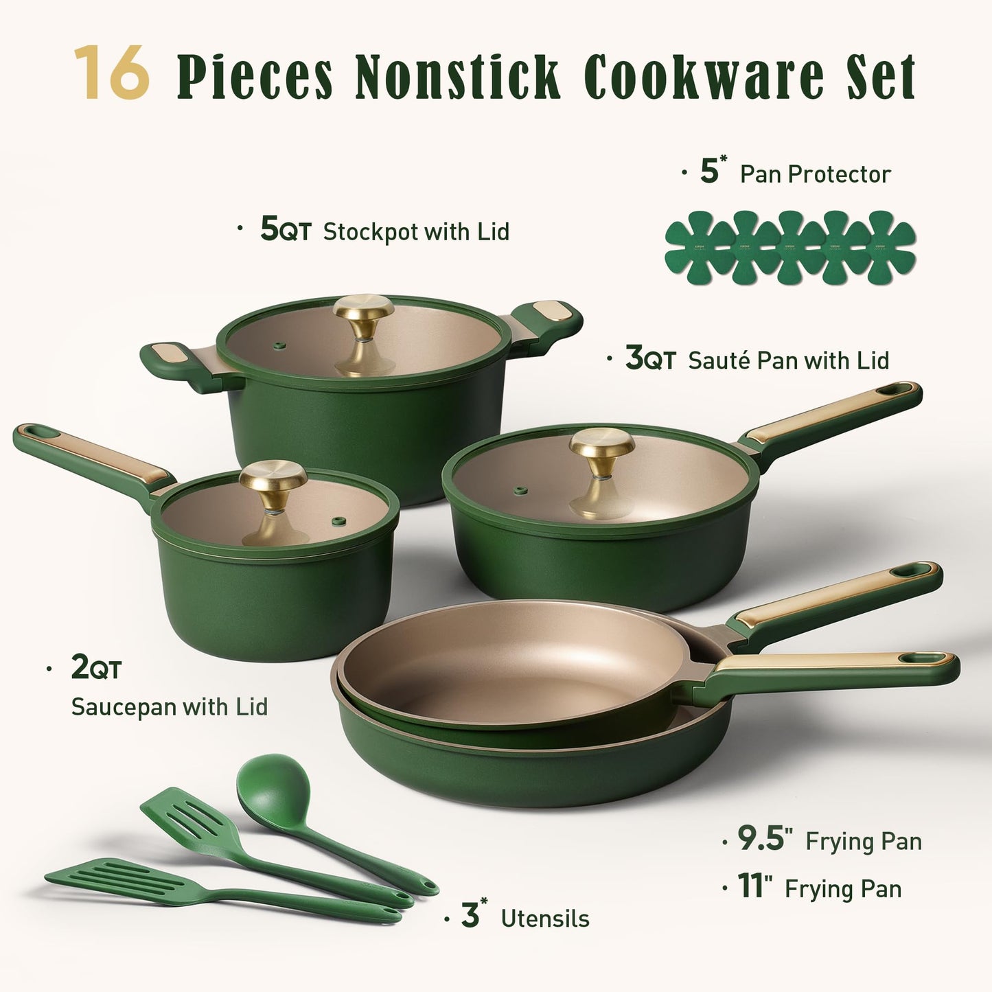 🔥80% off!🔥CAROTE Pots and Pans Set Non stick, Cookware Set, 16pcs
