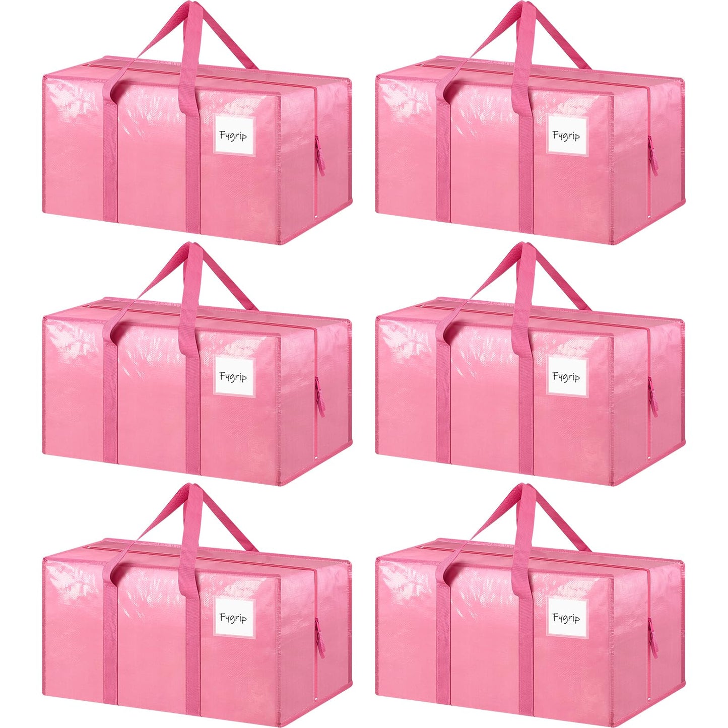 6 Pack Extra Heavy Duty Large Moving Bags with Strong Zipper & Comfortable Handles, Sturdy & Durable Clothes Storage Bags Totes Bins, Blue Packing Moving Boxes for College Supplies, Dark Blue