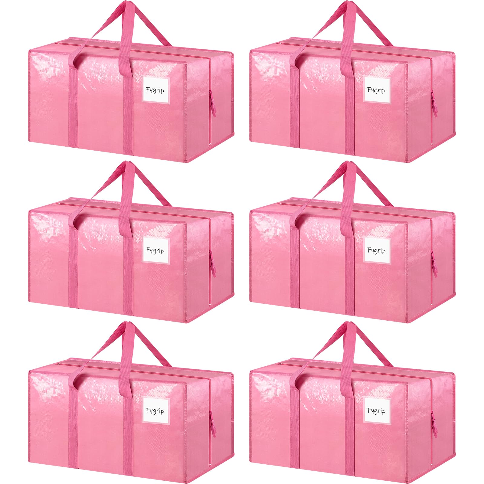 6 Pack Extra Heavy Duty Large Moving Bags with Strong Zipper & Comfortable Handles, Sturdy & Durable Clothes Storage Bags Totes Bins, Blue Packing Moving Boxes for College Supplies, Dark Blue
