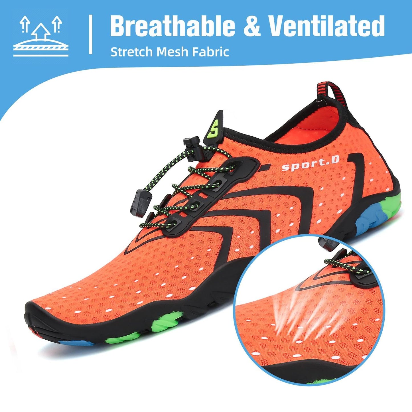 Mishansha Water Shoes for Women Men, Quick-Dry Barefoot Swim Shoes with Drainage Holes, Lightweight Aqua Shoe for Beach Pool River Boating Yoga Walking 12.5 Women/11 Men Carrot Orange